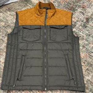 Hooey Olive Quilted Puffer Vest with Mustard Contrast Yoke